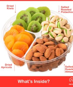 Nut Cravings Gourmet Collection - Dried Fruit & Mixed Nuts Gift Basket in Red Box (4 Assortments) Arrangement Platter, Birthday Care Package - Healthy Kosher USA Made Red Classic (4 Piece Assortment) 12 81Hz1JP1aKL