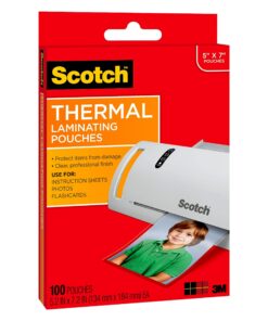 Scotch Thermal Laminating Pouches, 100 Count, Clear, 5 mil., Laminate Homemade Ornaments, Christmas Banners and Gift Tags, Ideal Holiday Supplies, Fits Photo Card Sized (5.2 in. x 7.2 in.) Paper 17 81HzYhJ3RL