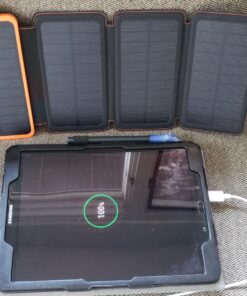 FEELLE Solar Charger Power Bank - 25000mAh Portable Phone Charger 3A Fast Charging External Battery Pack with 4 Solar Panels for Phone Outdoor Camping Orange Yellow 39 81I0ScY4TaL