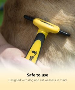 Thunderpaws Best Professional De-Shedding Tool and Pet Grooming Brush, D-Shedz for Breeds of Dogs, Cats with Short or Long Hair, Small, Medium and Large (Yellow) Yellow 26 81I14aMMvTL