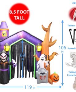 Alternative view of 8.5 Foot Halloween Inflatable Haunted House Castle with Skeleton, Ghost & Skulls