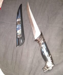 ASR Outdoor 13.5 inch Animal Head Decorative Collector's Hunting Knife with Ornamental Scabbard Black Wolf 49 81I3giA98vL