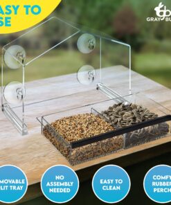 Window Bird Feeders for Outside - Large Bird House Style Window Bird Feeder - Window Bird Feeders with Strong Suction Cups with Drain Holes, Removable Tray, Large Seed Capacity and Rubber Perch 26 81I5mg9IeTL