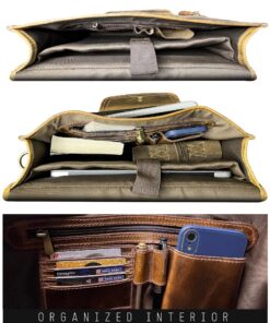 Leather Messenger Bag for Men - Full Grain Leather Briefcase Laptop Satchel Office Crossbody Travel Bag by Rustic Town (16 Inch, Brown) 38 81I6sXm luL