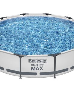 Bestway Steel Pro MAX 12 Foot x 30 Inch Round Metal Frame Above Ground Outdoor Backyard Swimming Pool Set with 330 GPH Filter Pump 12' x 30" 28 81I8FtbyLzL