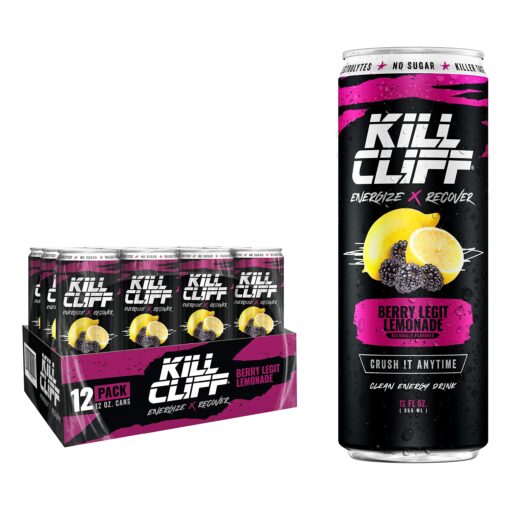 KILL CLIFF Energy & Recovery Drink | Electrolytes & B Vitamins | Natural, Clean Energy Drink | Zero Sugar | Keto | 12 Pack (Berry Legit Lemonade) Berry Legit Lemonade 12 Fl Oz (Pack of 12)