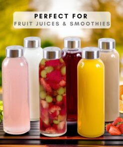 Brieftons Glass Water Bottles With Caps: Clear, 6 Pack, 18 Oz, Leakproof Lids, Premium Soda Lime, Best As Reusable Drinking Bottle, Sauce Jar, Juice Beverage Container, Kefir Kit, With Cleaning Brush 28 81I9oNKhUL