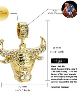 Mens Gold Tone Iced Out Bull Small Pendant with 5Mm 24", No Color, Size No Size 30 81IASCKPXmL