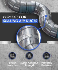 Professional Grade Aluminum Foil Tape - 2 Inch by 210 Feet (70 Yards) 3.6 Mil - High Temperature Tape - Perfect for HVAC, Sealing & Patching, Hot & Cold Air Ducts, Metal Repair, More! 21 81IAcWO7AtL