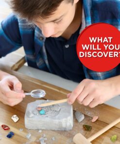 Discovery Kids Gemstone Dig Stem Science Kit by Horizon Group Usa, Excavate, Dig & Reveal 11 Real Gemstones, Includes Goggles, Excavation Tools, Streak Plate, Magnifying Glass & More 35 81IEcxukVFL