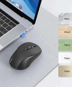 TECKNET Bluetooth Mouse, Wireless Mouse for Laptop 2-in-1(Bluetooth 5.0/3.0+2.4Ghz) Computer Mouse, Portable Ergonomic PC Wireless Mouse with USB Receiver, Compatible with MacBook Pro Air Chromebook Black 28 81IH9dMFqEL