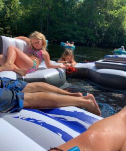 Intex Blue Tropic Inflatable 5 Person Raft or Swimming Pool Island Water Floating Lounger Raft with Backrests, Built in Cooler, and 4 Cupholders 38 81IHGmAQsfL