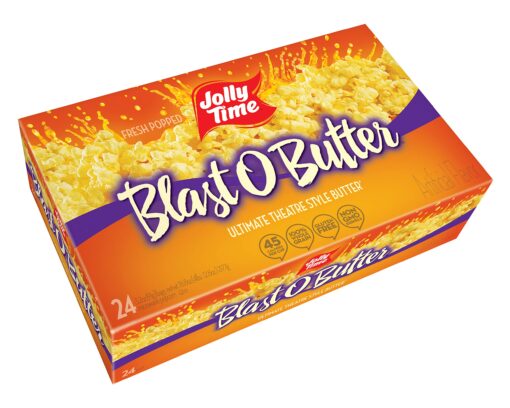 Jolly Time Premium Flavored Microwave Popcorn, Gluten Free, Gourmet Bulk Box, 24 Count (Blast O Butter, 3.2 Ounce (Pack of 24)) 3.2 Ounce (Pack of 24)