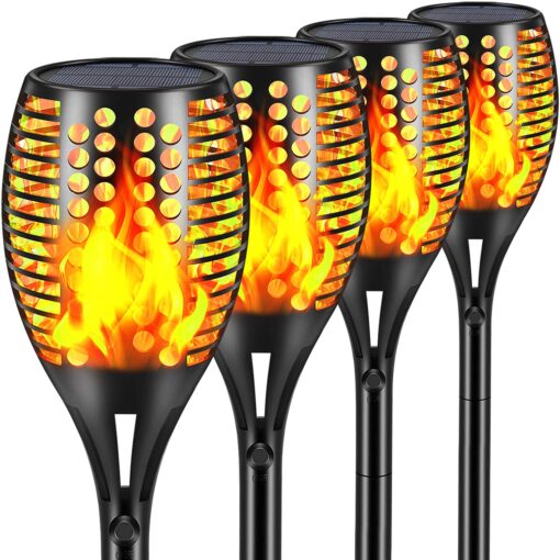 Aityvert Upgraded Larger Solar Torch Lights, Waterproof Outdoor Dancing Flames Lights, Flickering Flames Garden Lights, Landscape Decoration Pathway Patio Lights 43" 96 LED (4 Pack) Pack of 4