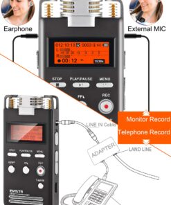 EVISTR Digital Voice Recorder 8GB L53 - 1536KPBS PCM Stereo Audio Recording Device Portable Dictaphone Microphone Gain Controllable Noise Reduction 37 81ILV6Eac0L