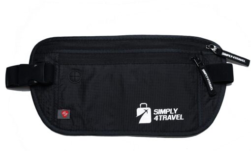 Simply4Travel Travel Money Belt with RFID Blocking, Premium Slim Fanny Pack and Waist Stash for Everyday Use! Black