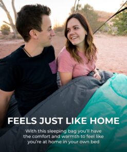 TETON Sports Cascade Double Sleeping Bag; Lightweight, Warm and Comfortable for Family Camping, Teal, 87" x 60" Cascade Double-Wide 32 81INJ72MTkL