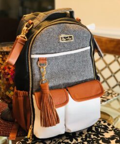 Itzy Ritzy Diaper Bag - Large Capacity Boss Backpack Diaper Bag Featuring Bottle Pockets, Changing Pad, Stroller Clips & Comfortable Straps, Coffee And Cream Large (Pack of 1) Coffee & Cream 53 81INPpc80 L