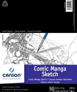 Canson Artist Series Comic and Manga Sketchbook, Foldover Pad, 8.5x11 inches, 50 Sheets (65lb/96g) - Artist Paper for Adults and Students - Graphite, Charcoal, Pencil, Colored Pencil Comic/Manga Sketch Fold Over