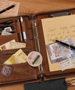 AZXCG Leather Portfolio Binder,3 Ring Binder Padfolio with Zipper fits up to 13.3" Laptop, Professional Organizer, Business Folder with Clipboard, Leather Notepad Holder Brown Graduation Gift Standard 38 81IPpZmOSkL