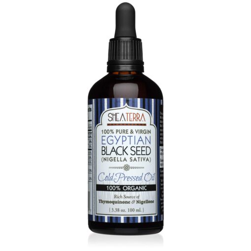 Shea Terra Egyptian Black Seed Cold-Pressed Extra Virgin Oil | All Natural & Organic Oil to Boost Immune System, Improve Hair Growth & Skin Tone, Manage Chronic Dry Skin, Eczema & More - 3.38 oz 3.38 Fl Oz (Pack of 1)