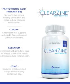 ClearZine Acne Pills for Teens & Adults (2 Bottles) | Clear Skin Supplement, Vitamins for Hormonal & Cystic Acne, 90 Caps Each 22 81IRmRvGDSL