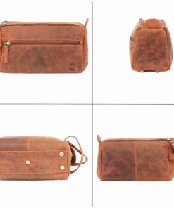 RUSTIC TOWN Buffalo Leather Toiletry Bag : Vintage Travel Shaving & Dopp Kit : for Toiletries, Cosmetics & More : Spacious Interior & Waterproof Lining : Compact, Fits Easily in Luggage Brown 27 81ISKotzAgL 1