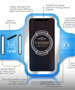 TRIBE Running Phone Holder Armband. iPhone & Galaxy Cell Phone Sports Arm Bands for Women, Men, Runners, Jogging, Walking, Exercise & Gym Workout. Fits All Smartphones. Adjustable Strap, CC/Key Pocket L: iPhone+/Pro Max/XR/XS Max/Galaxy+/Ultra/Note 12 81ISvBq0qHL