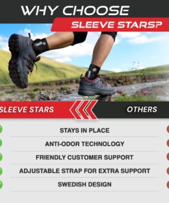 Sleeve Stars Ankle Brace for Women & Men, Achilles & Plantar Fasciitis Relief Compression Sleeve, Foot Brace with Ankle Support Strap, Heel Protector Wrap for Pain, Tendonitis & Sprain (Single/Black) One Size Black 1 25 81ITUW3Uw7L
