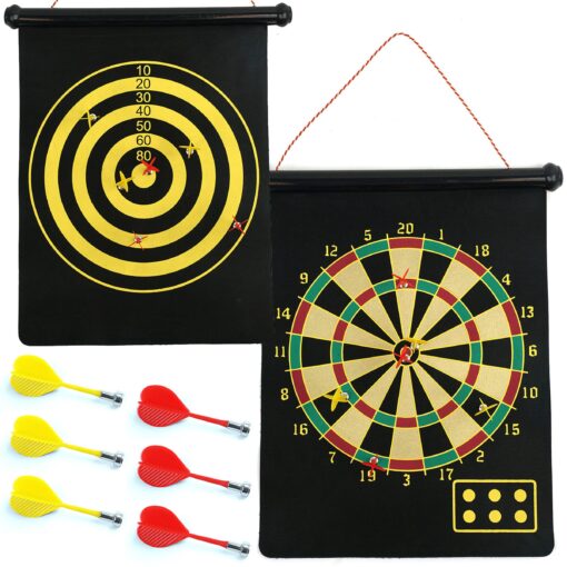 Trademark Games Magnetic Roll-up Dart Board and Bullseye Game w/ Darts Black/Yellow