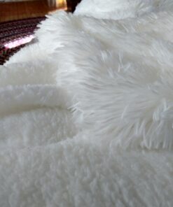 Chanasya Premium Solid Faux Long Fur Throw Blanket - Soft, Fuzzy Throw Blanket - for Bed or Couch - 50" x 65” - White 50x65 Inches A(white) 34 81IU9AO2AL