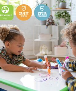 ECR4Kids Dry-Erase Square Activity Table with 2 Chairs, Adjustable, Kids Furniture, Grassy Green, 3-Piece Table&Chairs 16 81IV7lAMRJL