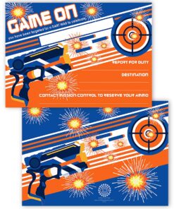POP parties Dart Gun Invitations - 20 Invitations + 20 Envelopes - DOUBLE SIDED - Dart War Party Supplies - Dart Gun Party Supplies - Dart War Invitations