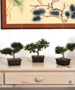 Nearly Natural 4122 8.5in. Bonsai Silk Plant Collection (Set of 3),Green 15 81Ia bBz1ZL