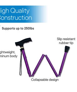 RMS Folding Cane - Foldable Walking Cane with Adjustable Height - Collapsible and Lightweight - Soft Ergonomic Handle for Comfortable Grip - Portable Walking Stick for Mobility Aid Lavender 21 81IaqRki93L