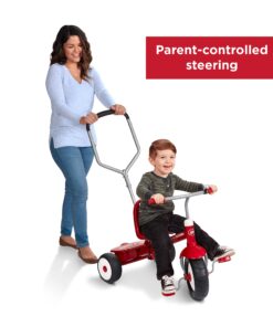 Alternative view of Radio Flyer Deluxe Steer & Stroll Ride-On Trike, Tricycle For Toddlers Age 2-5, Toddler Bike, Red