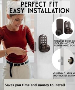 MiLocks TKK-02OB Digital Door Knob Lock with Electronic Keypad, Oil Rubbed Bronze, Keypad Lockable 19 81Ic9QF1dhL