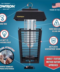 Flowtron Bug Zapper, 1 Acre of Outdoor Coverage with Powerful 40W Bulb & 5600V Instant Killing Grid, Electric Insect, Fly & Mosquito Zapper, Made in The USA 23 81IcKKRBT6L 1
