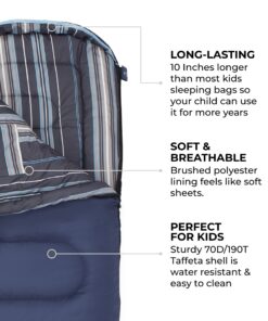 TETON Sports Junior Sleeping Bags – Finally, Sleeping Bag for Boys, Girls, all Kids, Warm and Comfortable; For all camping weather and built to last Blue (Blue Liner) Junior 20F 14 81Id3rmRptL
