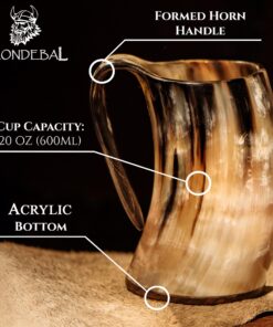 Trondebal Viking Drinking Horn Mug, 15-20 Oz Natural Ox Horn Cup & Cofee Stein | Cool Unique Gift for Men and Women, Home Decor Accessories | Shot Glasses for Beer, Ale, Whiskey, Mead 25 81Id6DfZzzL