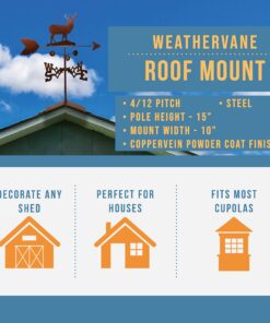 SWEN Products Deer Buck Weathervane (Roof Mount Included) Roof Mount 8 81Ig FE2ATL