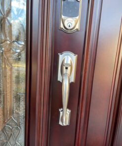 SCHLAGE Connect Camelot Touchscreen Deadbolt with Built-In Alarm and Handleset Grip with Accent Lever, Satin Nickel, FE469NX ACC 619 CAM RH, Works with Alexa Right Camelot 39 81IgYAVzaVL