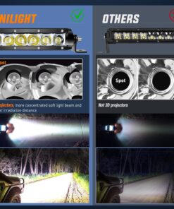 Nilight 40001S-B Bar Super Slim 2PCS 7 Inch 30W Spot Driving Fog 3600LM Single Row Off Road LED Lights for Jeep-2 Style Mounting Brackets, 2 Years Warranty White 45 81IhdCzRjDL