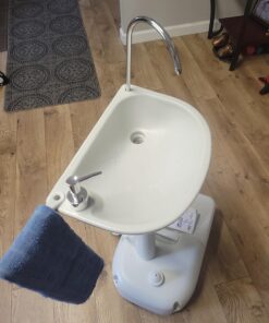 SereneLife Portable Camping Sink w/Towel Holder & Soap Dispenser - Hand Wash Basin Stand w/Rolling Wheels - For Outdoor Events, Gatherings, Worksite & Camping White Standard Towel Holder & Dispenser 40 81Ii85GSdqL 1