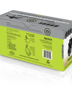 Slipstick CB690 Floor Protecting Rubber Office Chair Caster Wheels (Set ff 5), Roller Style, Universal 7/16" Stem, 3" Black Castors Black/Black 27 81Ilci361BL