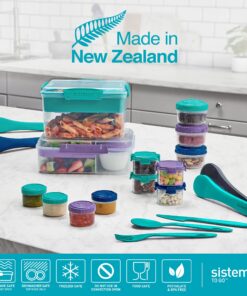 Sistema 4-Piece Salad Dressing and Condiment Containers with Lids for Lunch, Dishwasher Safe, 1.18-Ounce, Assorted 32 81IldtUXbaL