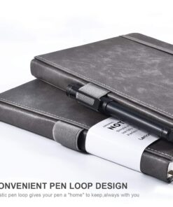 Thick Classic Notebook with Pen Loop - A5 College Ruled Hardcover Writing Notebook with Pocket + Page Dividers Gifts, Banded, Large, 180 Pages, 8.4 x 5.7 in Gray 31 81ImMJf7M1L