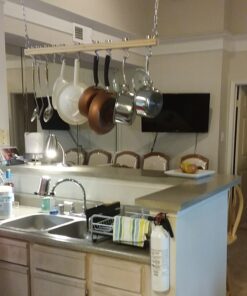 Cooks Standard NC-00269 Standard, Single Bar, 36-Inch Ceiling Mounted Wooden Pot Rack, Brown 40 81ImOFtw4OL