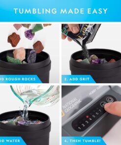 NATIONAL GEOGRAPHIC Rock Tumbler Kit – Hobby Edition Includes Rough Gemstones, and 4 Polishing Grits, Great STEM Science Kit for Geology Enthusiasts, Rock Polisher for Kids and Adults Hobby Kit 26 81It8wPQZNL