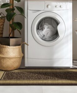 Machine Washable Bordered Design Non-Slip Rubberback 2x7 Traditional Runner Rug for Hallway, Kitchen, Bedroom, Living Room, 1'10" x 7', Brown Border Dark Brown Runner - 1'10" x 7' 40 81Iw0mMdb1L